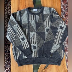 Vintage Jantzen Geometric Crewneck Sweater Made In Canada Large